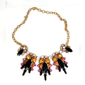 Gold Tone Statement Large Rhinestone Necklace Choker Black Purple Goth Punk New